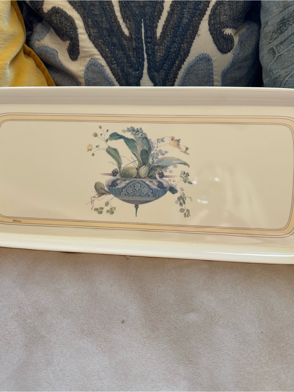 Vintage Cloverleaf Rectangular Melamine Tray with Minton Floral Design